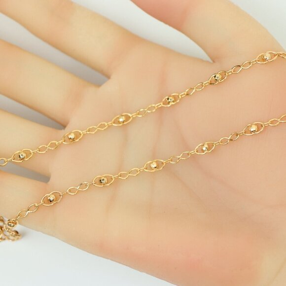 "Stylish Rose Gold Plated Chain Necklace with Beaded Accents, XPNL0150 - Picture 5 of 12